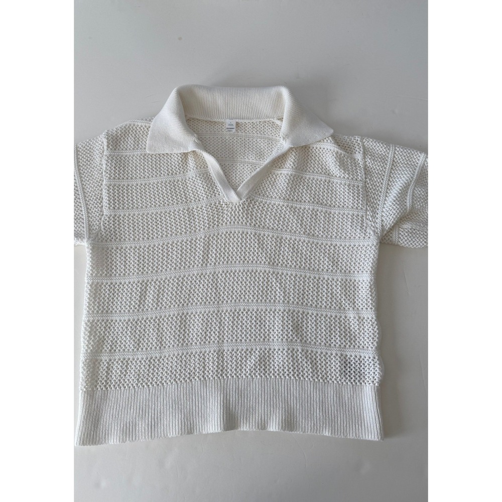 Old Navy Womens Crochet Knit Polo Sweater Lot 2 Short Sleeve Large - Picture 7 of 13